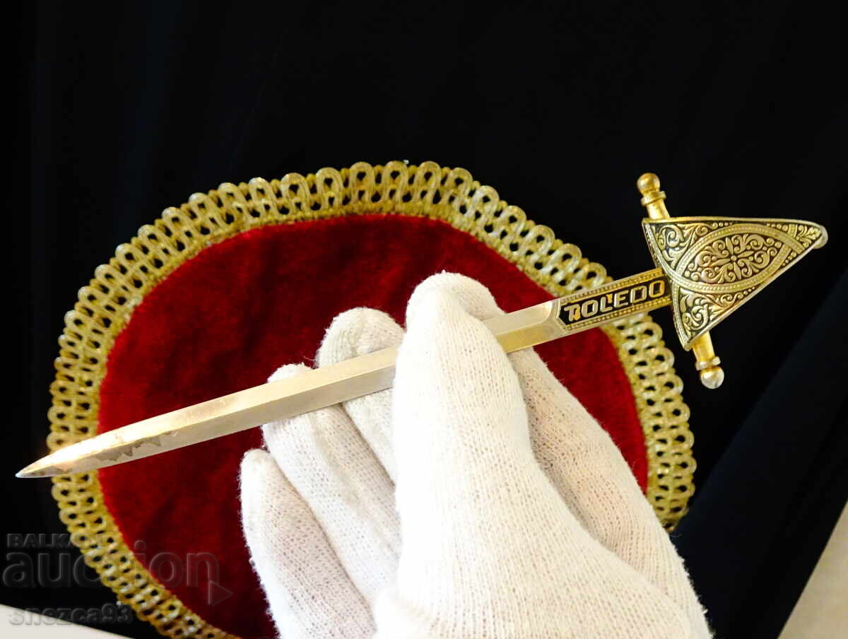 Toledo sabie, pumnal, cuțit de scrisori 17 cm, aur, ornamente