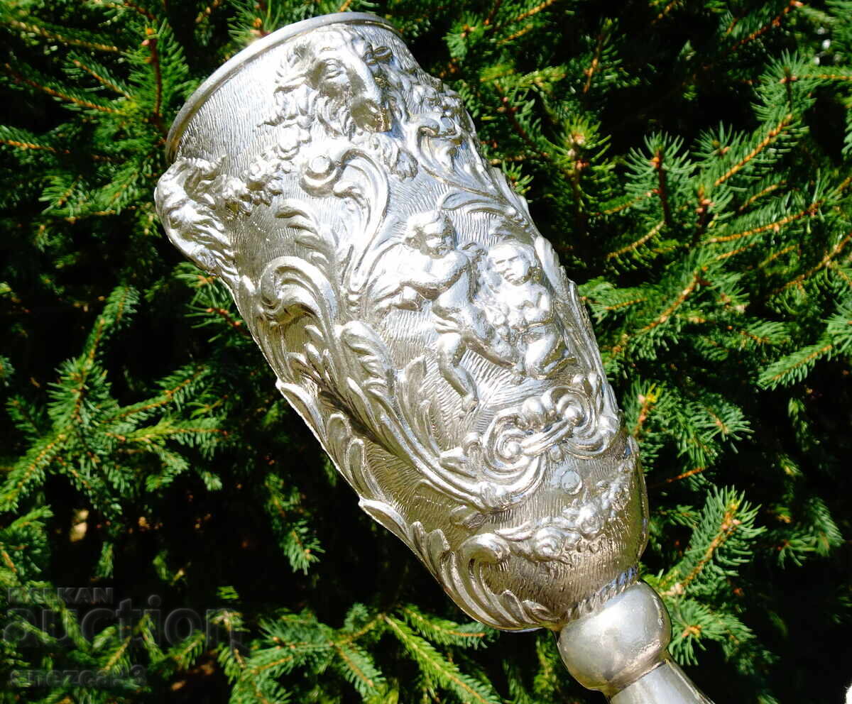 Κούπα από κασσίτερο, ποτήρι κρασιού, κεφαλή Κριού, Άγγελοι, μπαρόκ - 5