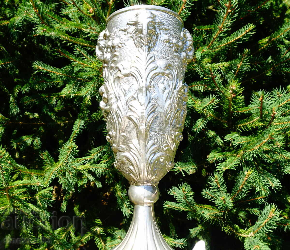 Δύο ποτήρια από κασσίτερο για κρασί, κεφαλή Κριού, Άγγελοι, μπαρόκ - 5