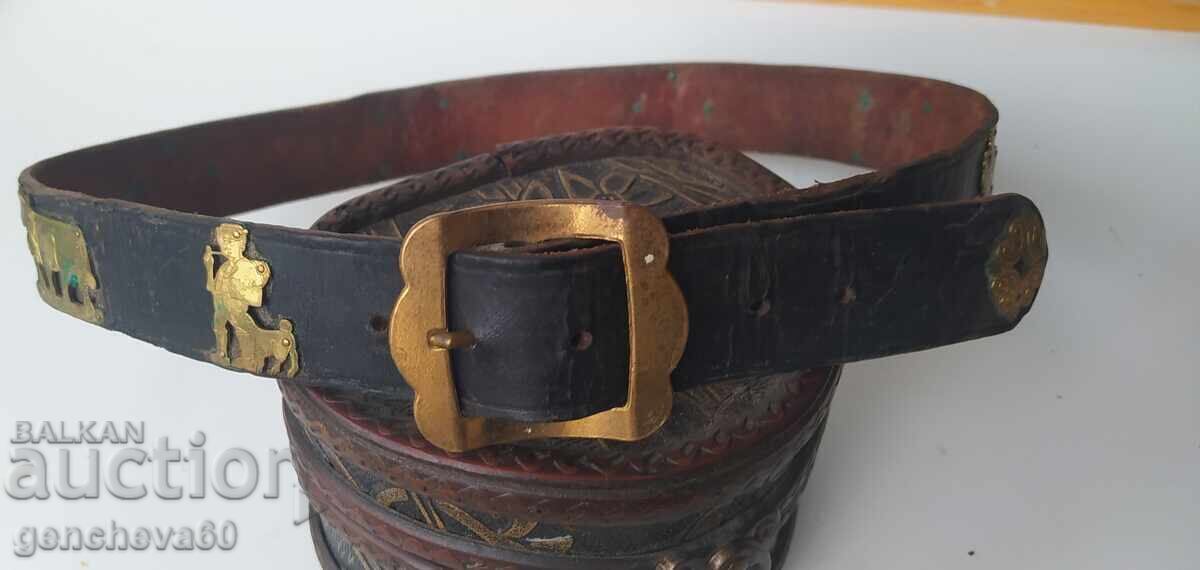Licitație Centură etno din piele cu elemente