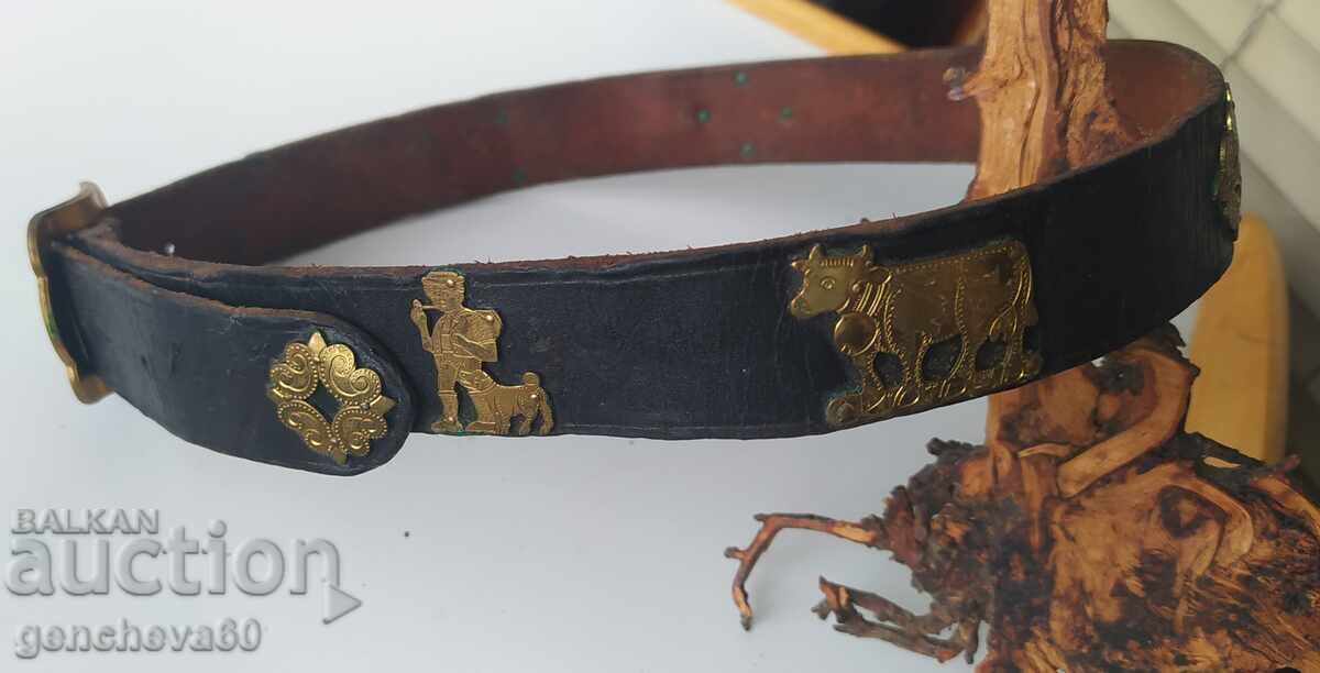 Centură etno din piele cu elemente - 7