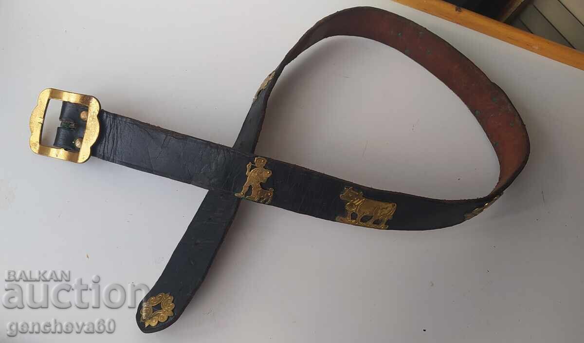 Centură etno din piele cu elemente