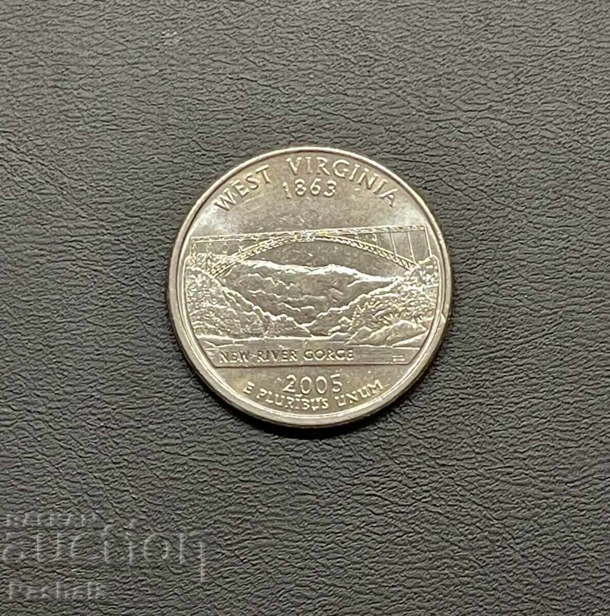 САЩ 25 цент 2005 г. WEST VERGINIA . САЩ 25 цент 2005 г. WEST VERGINIA .