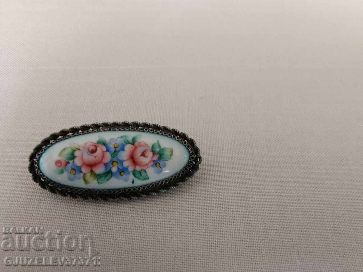 Wonderful antique collectible Russian porcelain brooch - 6
