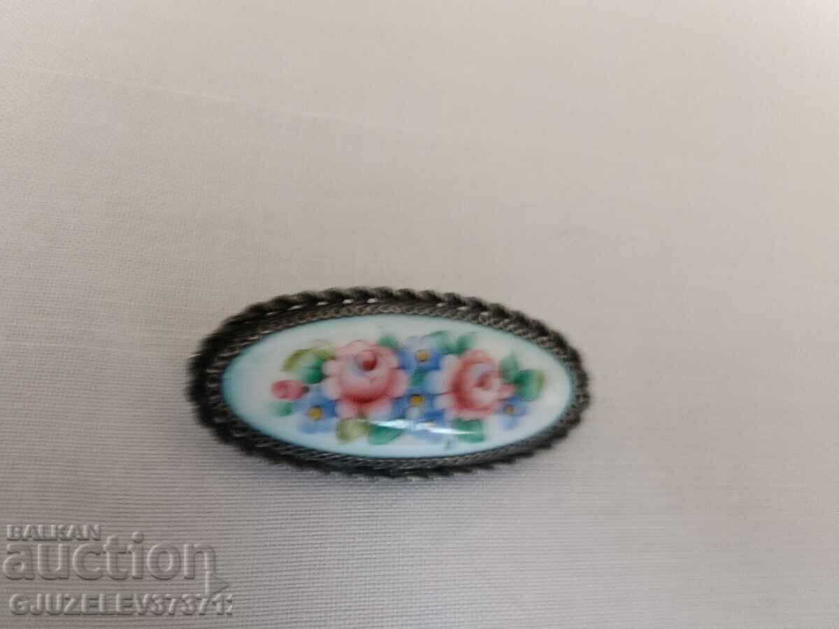 Wonderful antique collectible Russian porcelain brooch - 7