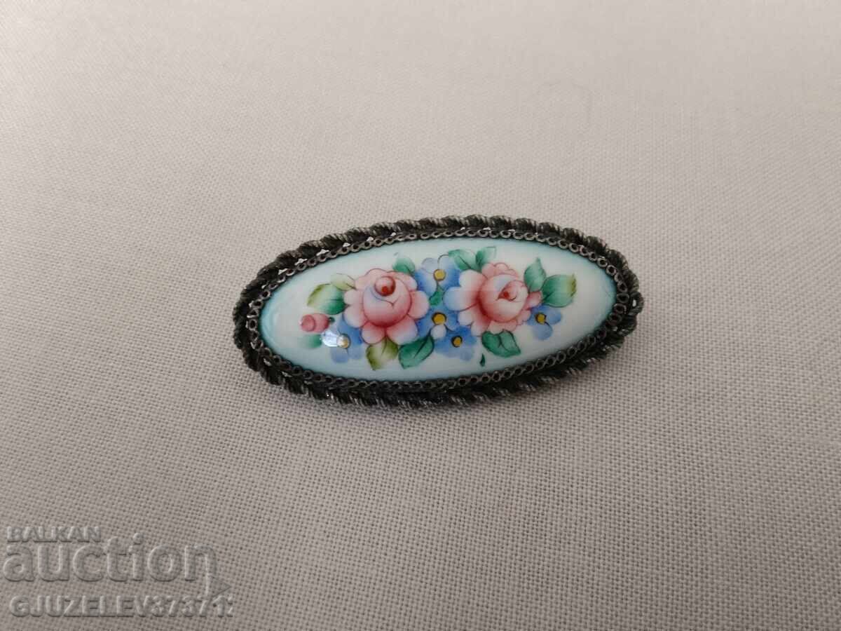 Wonderful antique collectible Russian porcelain brooch