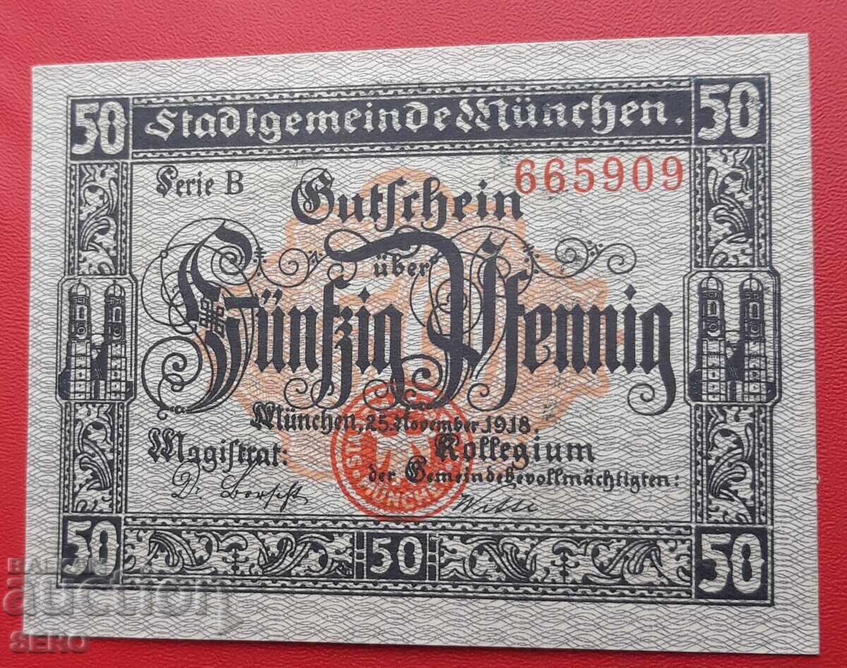 Bancnotă-Germania-Bavaria-München-50 pfennig 1918 cu preț 2.01 BGN | € 1.03