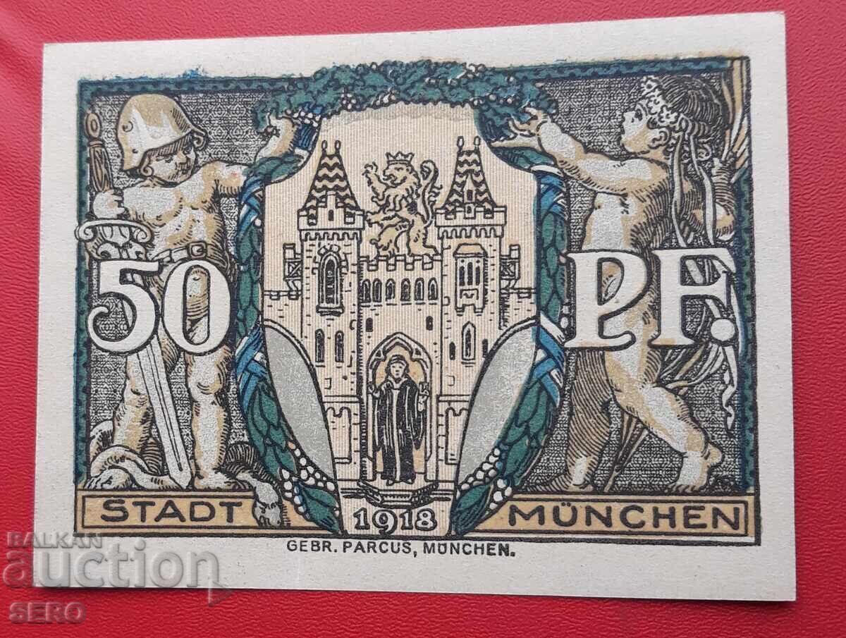 Bancnotă-Germania-Bavaria-München-50 pfennig 1918