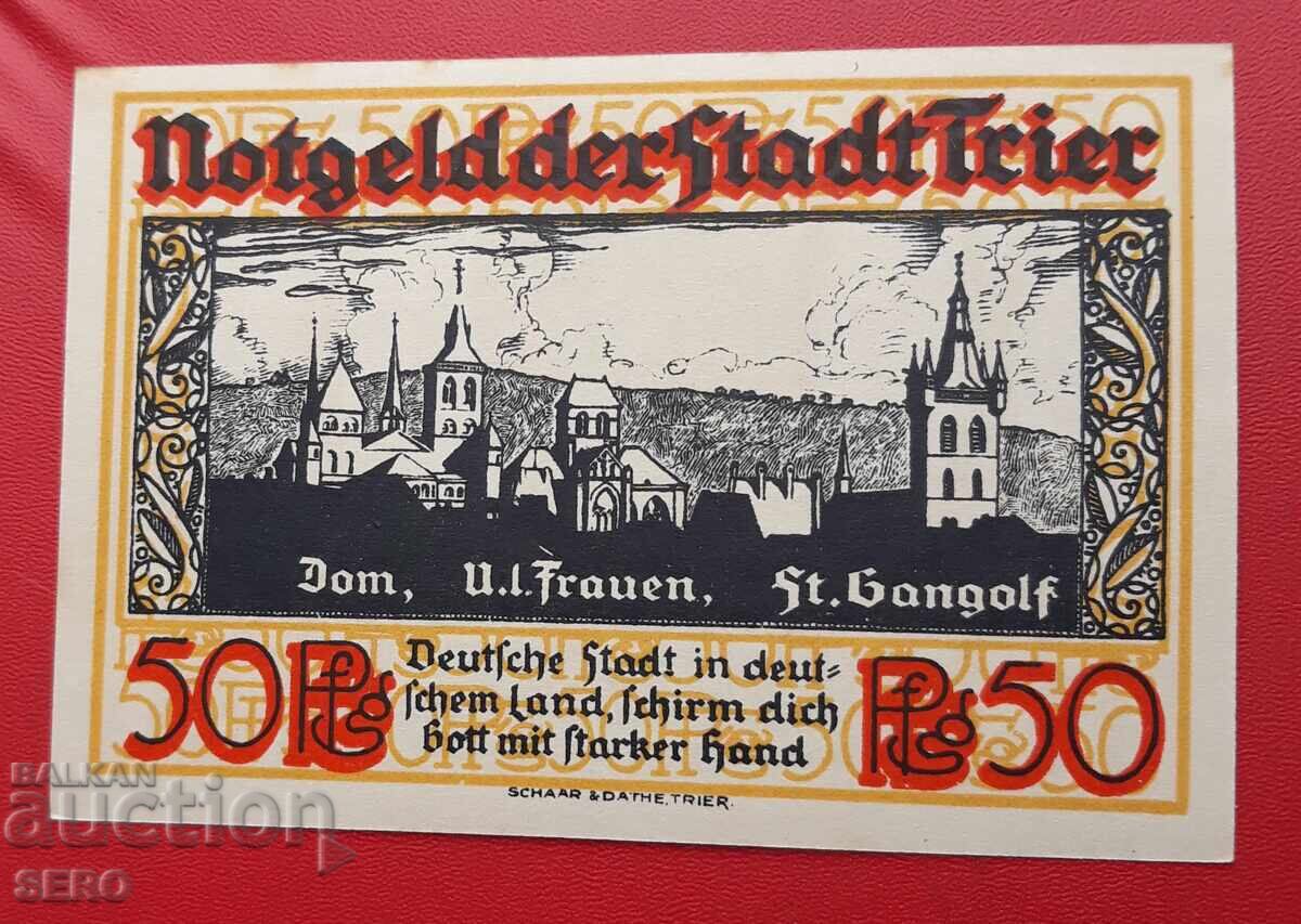 Банкнота-Германия-Рейланд-Пфалц-Трир-50 пфенига 1921