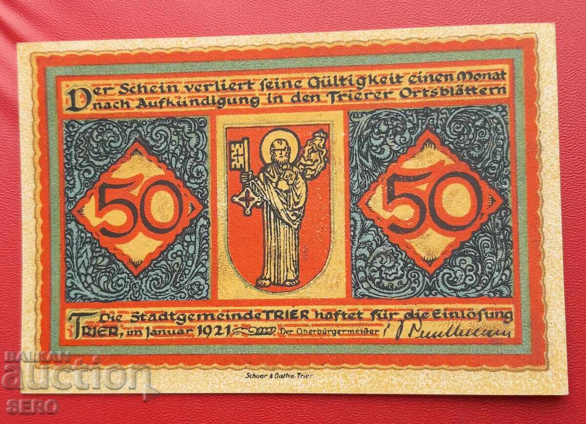 Bancnota-Germania-Rheinland-Pfalz-Trier-50 pfennig 1921 cu preț 2.50 BGN | € 1.28 Bancnota-Germania-Rheinland-Pfalz-Trier-50 pfennig 1921 cu preț 2.50 BGN | € 1.28