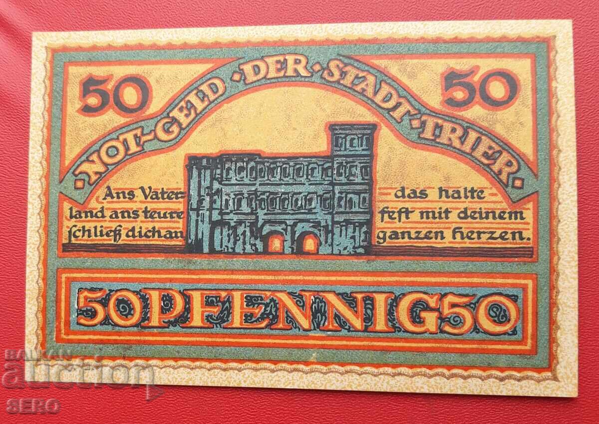 Bancnota-Germania-Rheinland-Pfalz-Trier-50 pfennig 1921 Bancnota-Germania-Rheinland-Pfalz-Trier-50 pfennig 1921