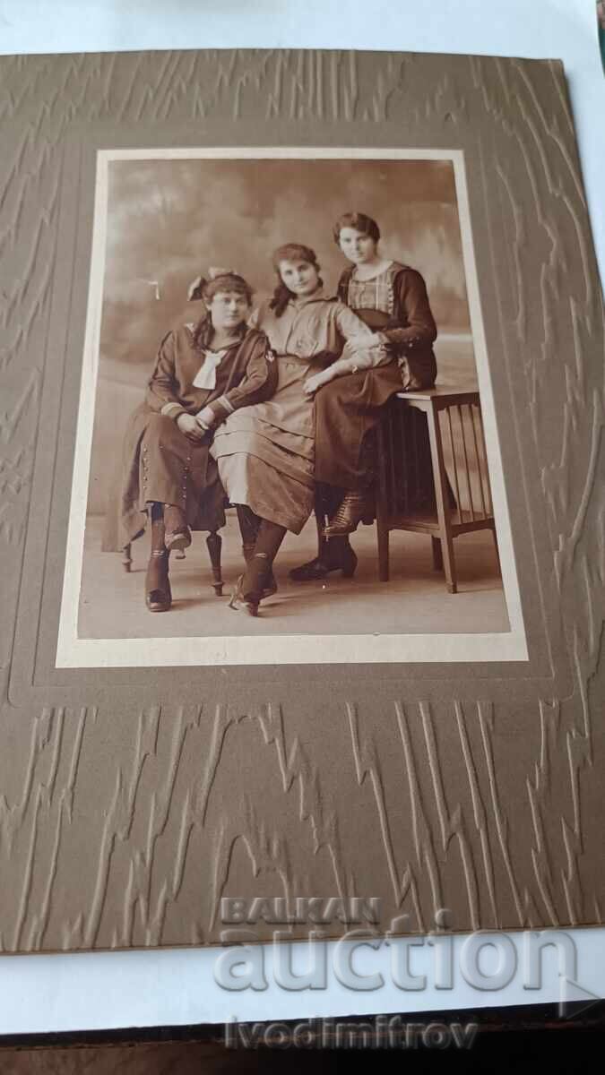 Photo of Three Young Girls, Plovdiv 1920, Cardboard