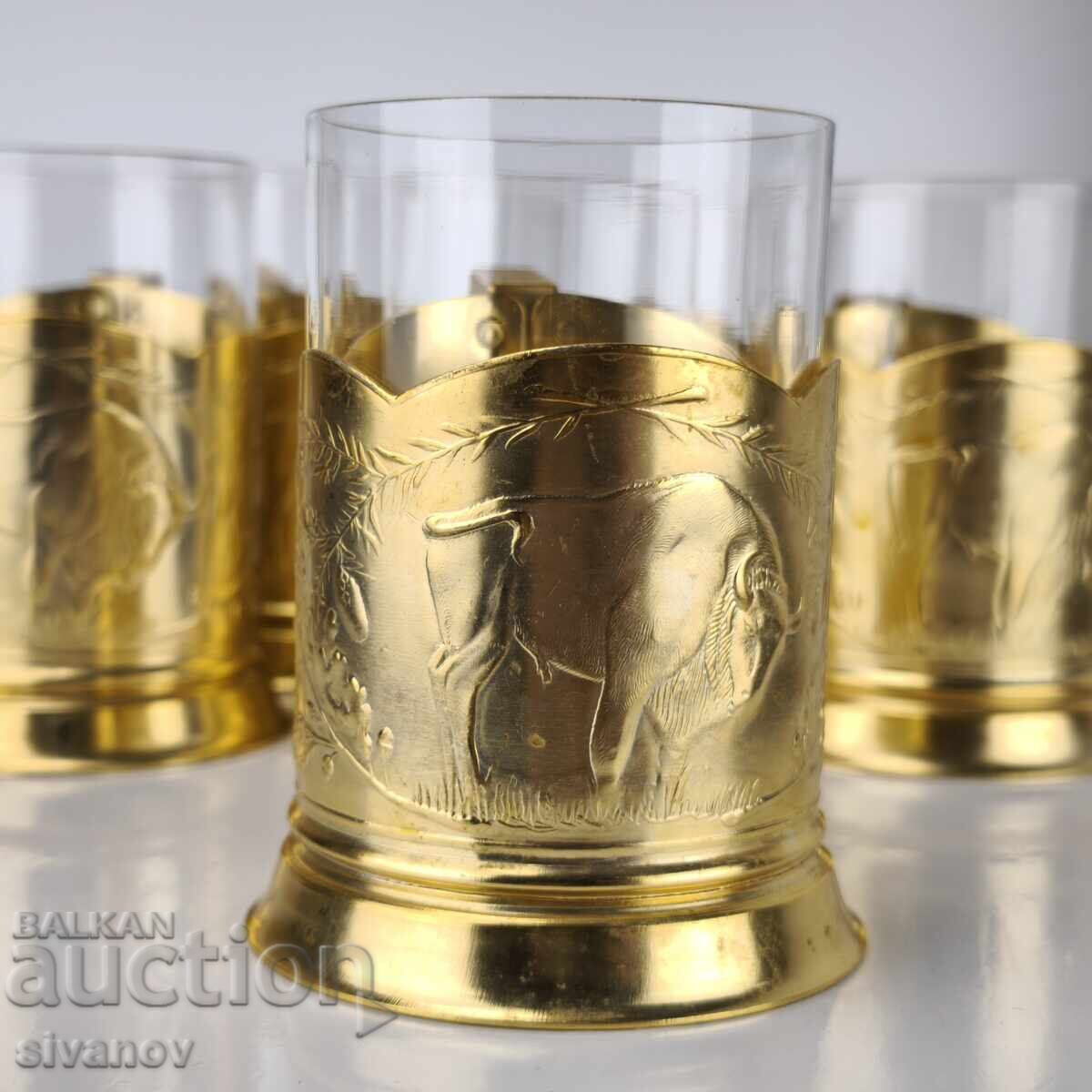 Σετ από 6 σουβέρ με ποτήρια σερβίτσιο ΕΣΣΔ #6129 με τιμή 59.99 BGN | € 30.67