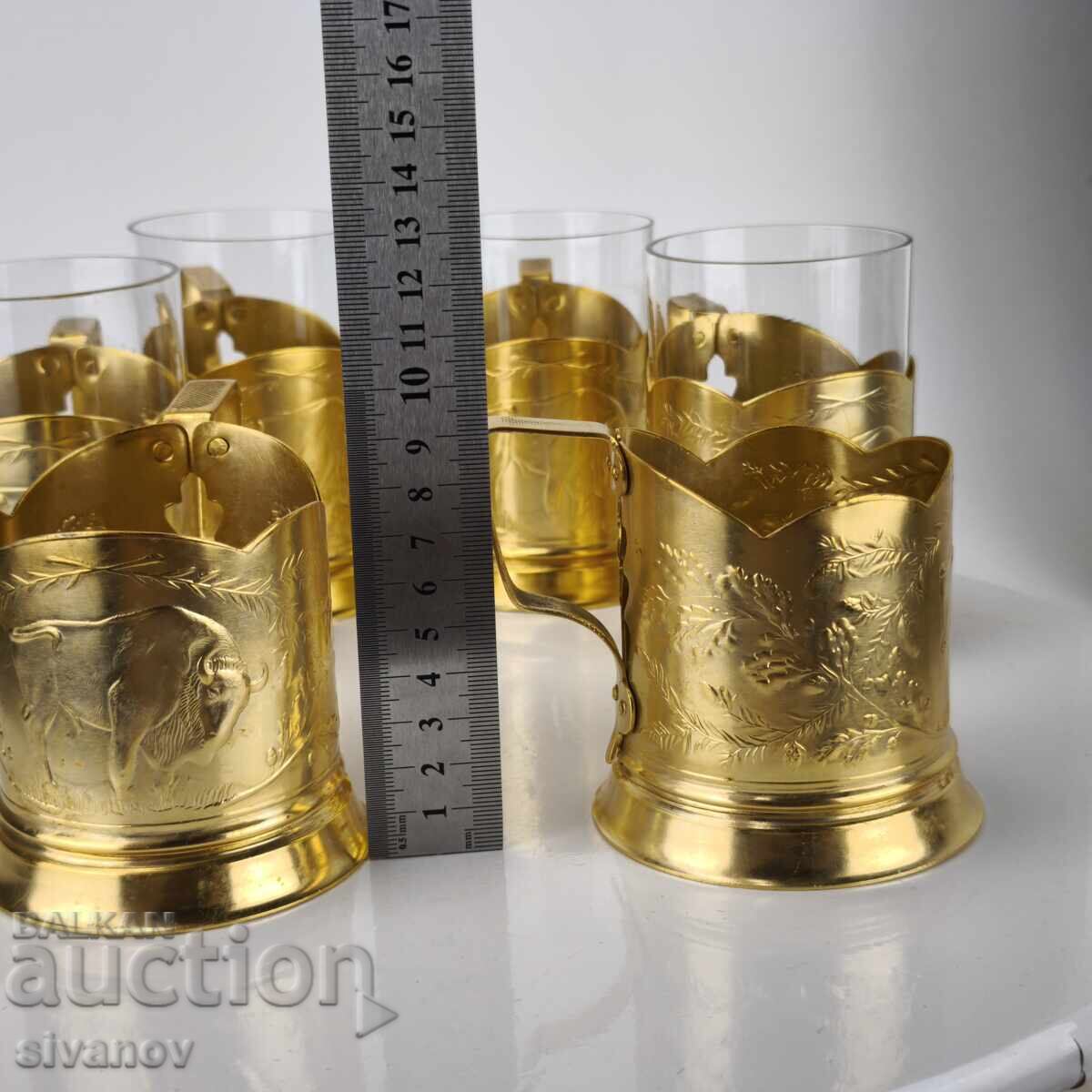 Σετ από 6 σουβέρ με ποτήρια σερβίτσιο ΕΣΣΔ #6129 - 5