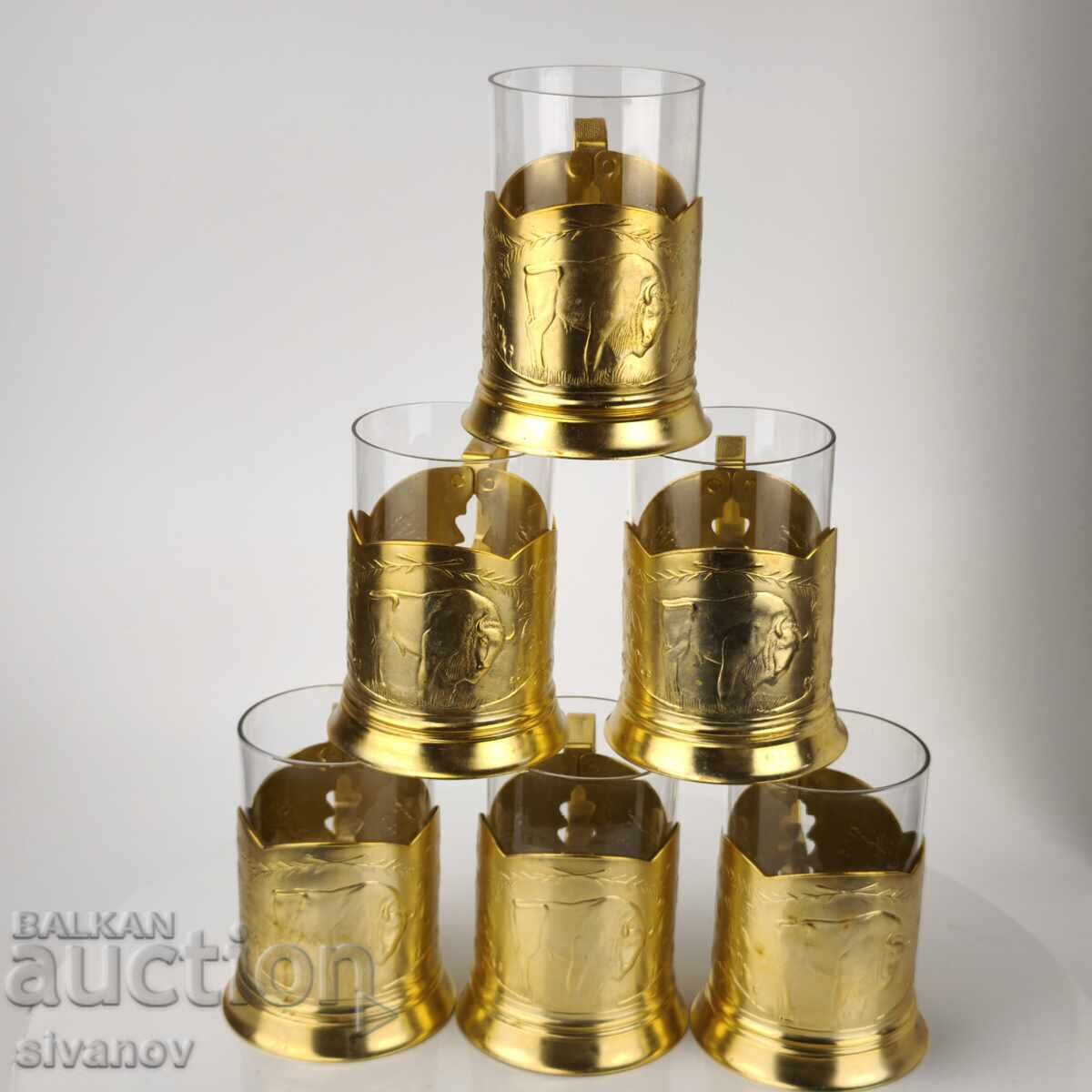 Σετ από 6 σουβέρ με ποτήρια σερβίτσιο ΕΣΣΔ #6129