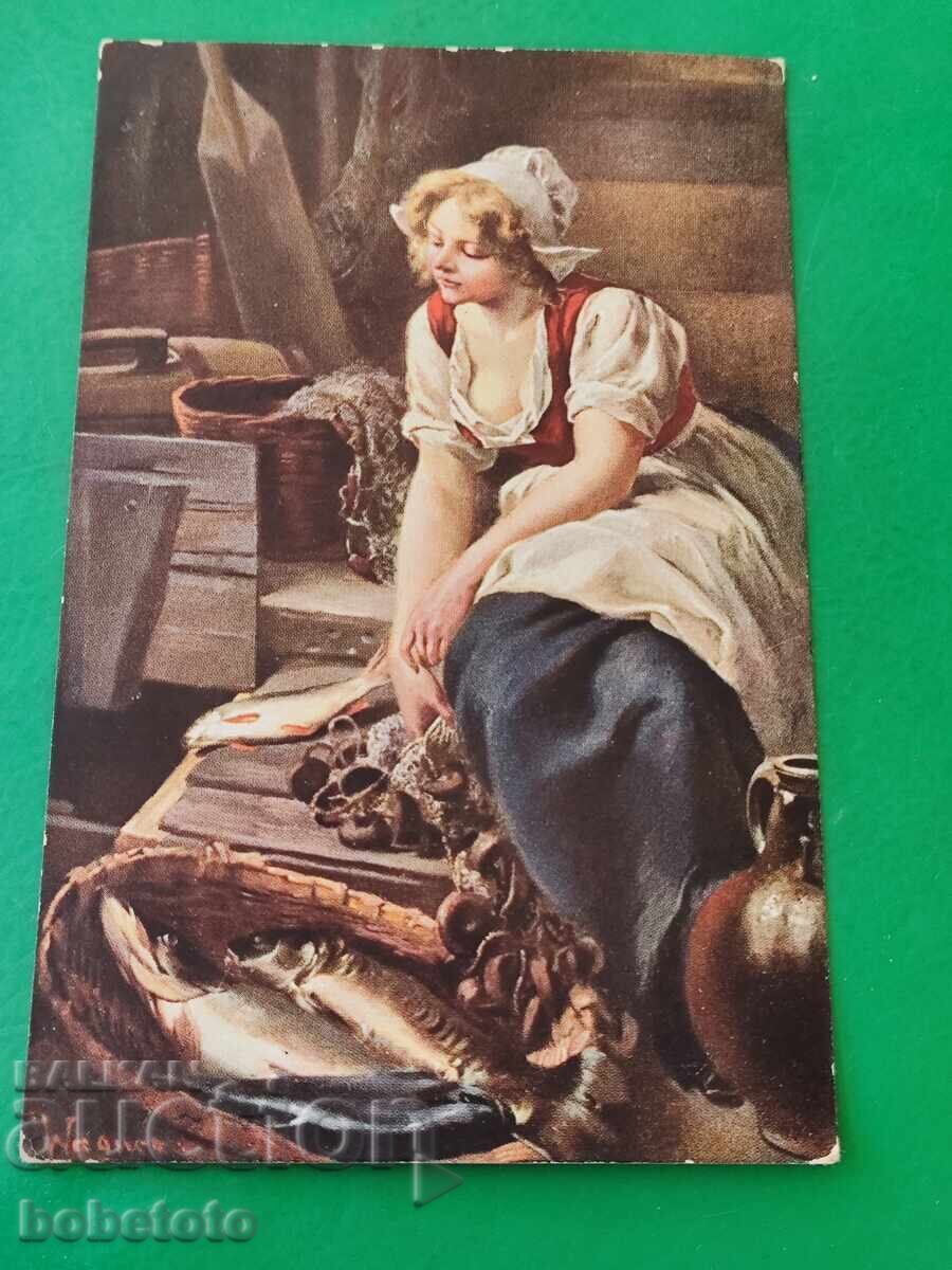 Стара цветна пощенска картичка