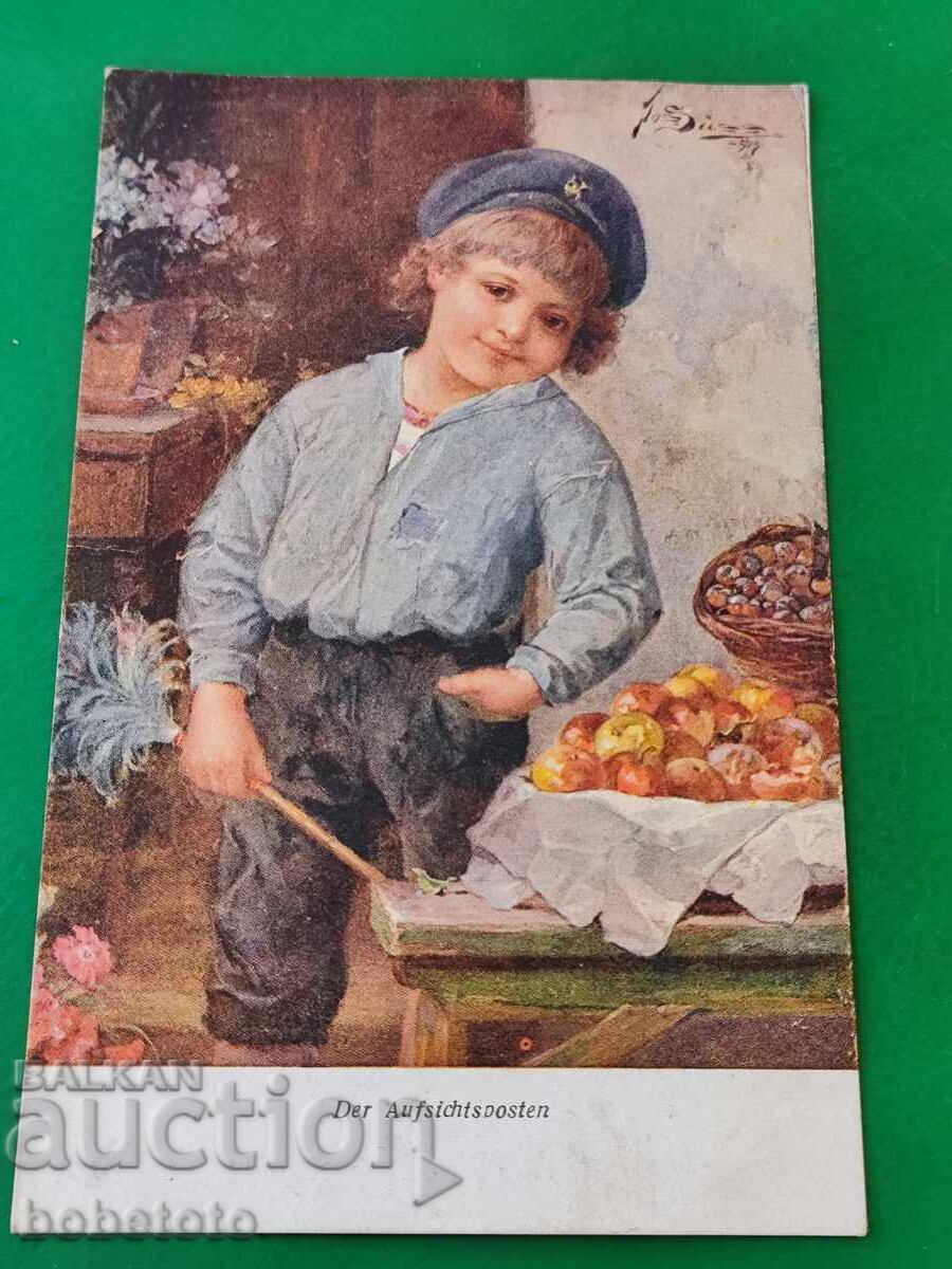 Παλιά έγχρωμη ταχυδρομική κάρτα Παλιά έγχρωμη ταχυδρομική κάρτα