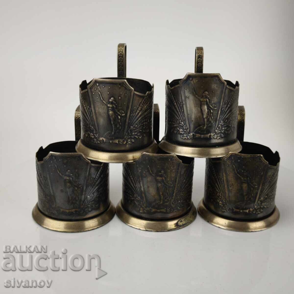 Σετ από 5 σουβέρ, 5 σερβίτσια Σοβιετικής Ένωσης Σπούτνικ #6130