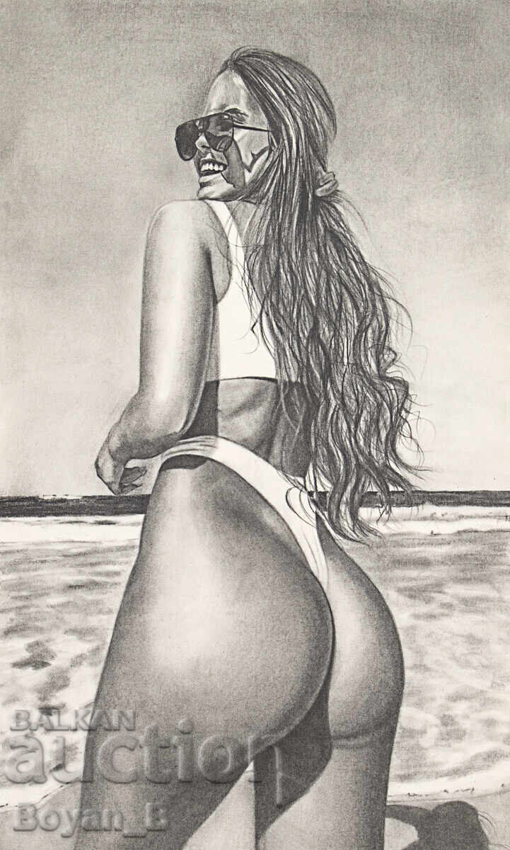 Drawing wife / beach