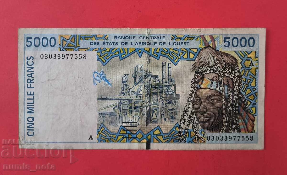 5000 West African States Francs Côte d'Ivoire