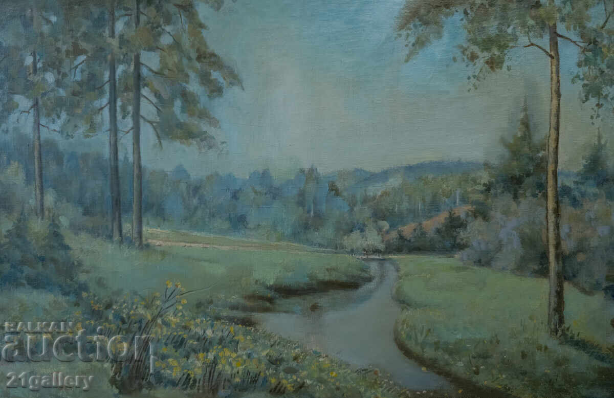 Коста Греков, планински пейзаж , маслени бои