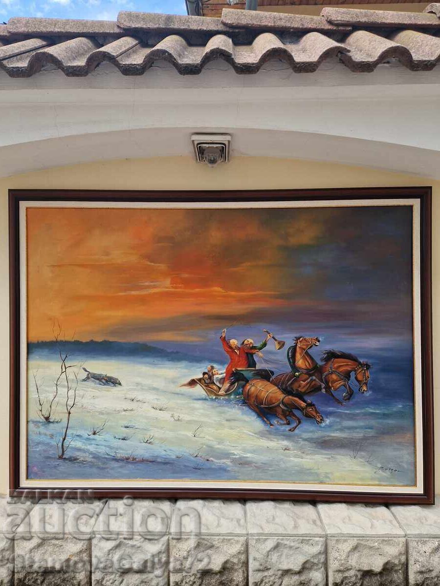 Δημοπρασία Τεράστια ελαιογραφία του συγγραφέα σε καμβά