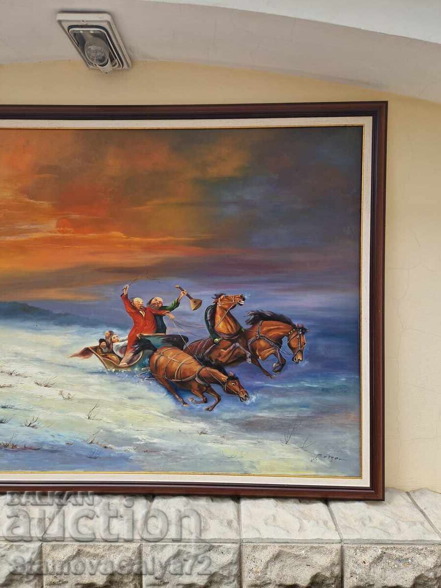 Παράδοση Τεράστια ελαιογραφία του συγγραφέα σε καμβά