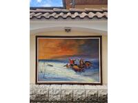 Τεράστια ελαιογραφία του συγγραφέα σε καμβά