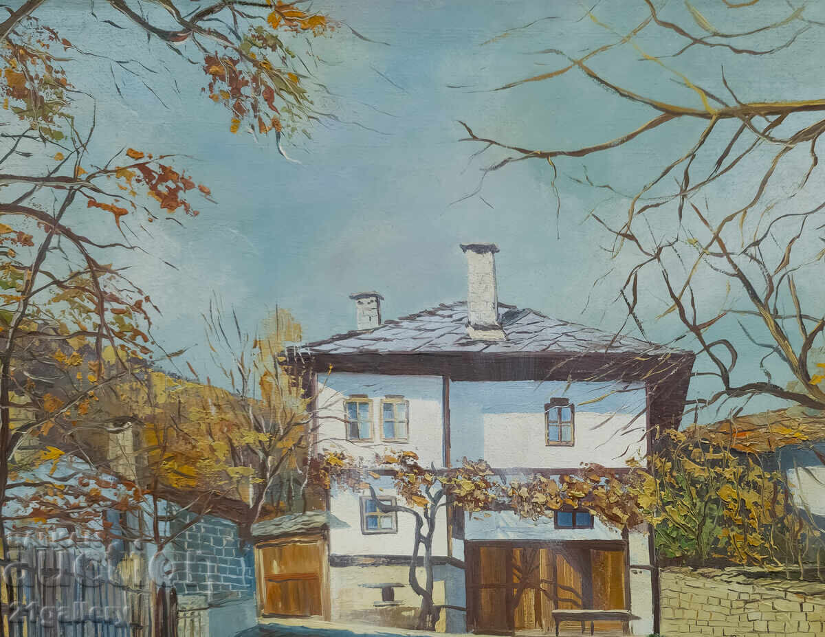 Landscape with houses / oil paints 1990 with price 450.00 BGN | € 230.08 Landscape with houses / oil paints 1990 with price 450.00 BGN | € 230.08