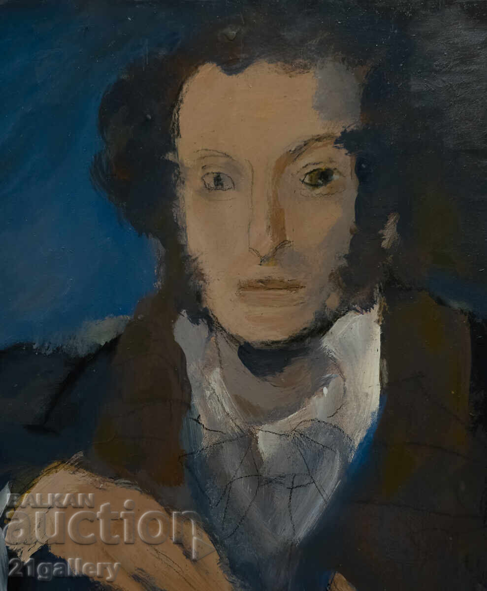 Σύγχρονος ελαιογραφικός πίνακας πορτρέτο του Αλεξάντερ Πούσκιν με τιμή 300.00 BGN | € 153.39