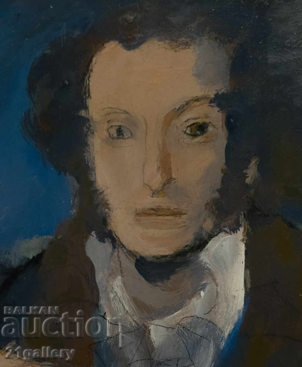 Δημοπρασία Σύγχρονος ελαιογραφικός πίνακας πορτρέτο του Αλεξάντερ Πούσκιν