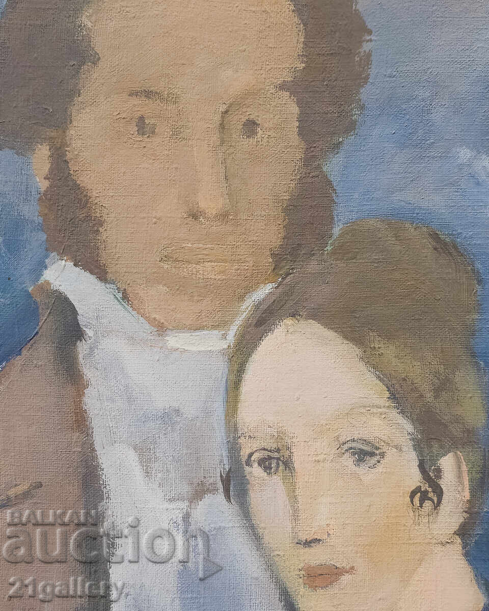 Съвременна картина портрет на Александър Пушкин и дама - 6 Съвременна картина портрет на Александър Пушкин и дама - 6