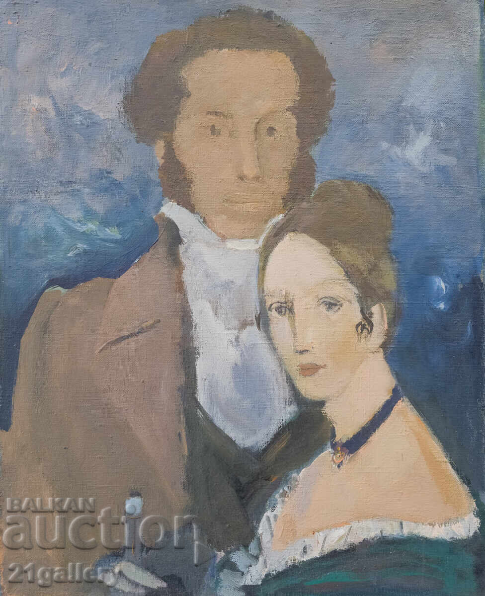 Съвременна картина портрет на Александър Пушкин и дама - 7 Съвременна картина портрет на Александър Пушкин и дама - 7