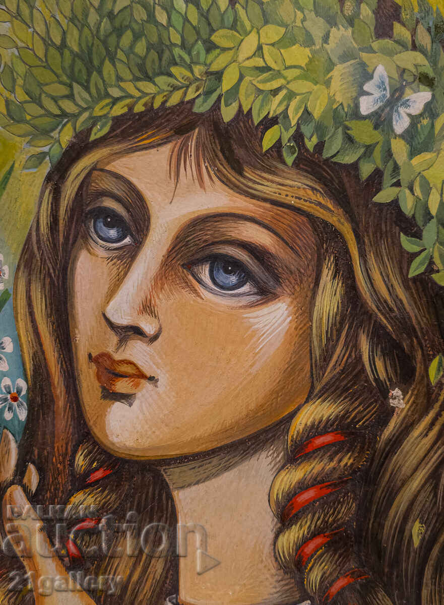 Картина гваш портрет на момиче подписана с цена 250.00 лв. | € 127.82