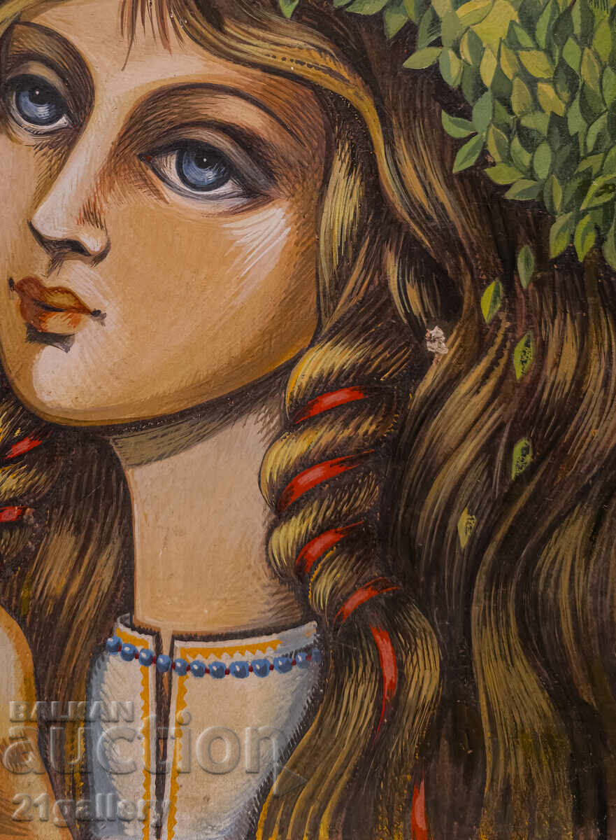 Доставка на Картина гваш портрет на момиче подписана