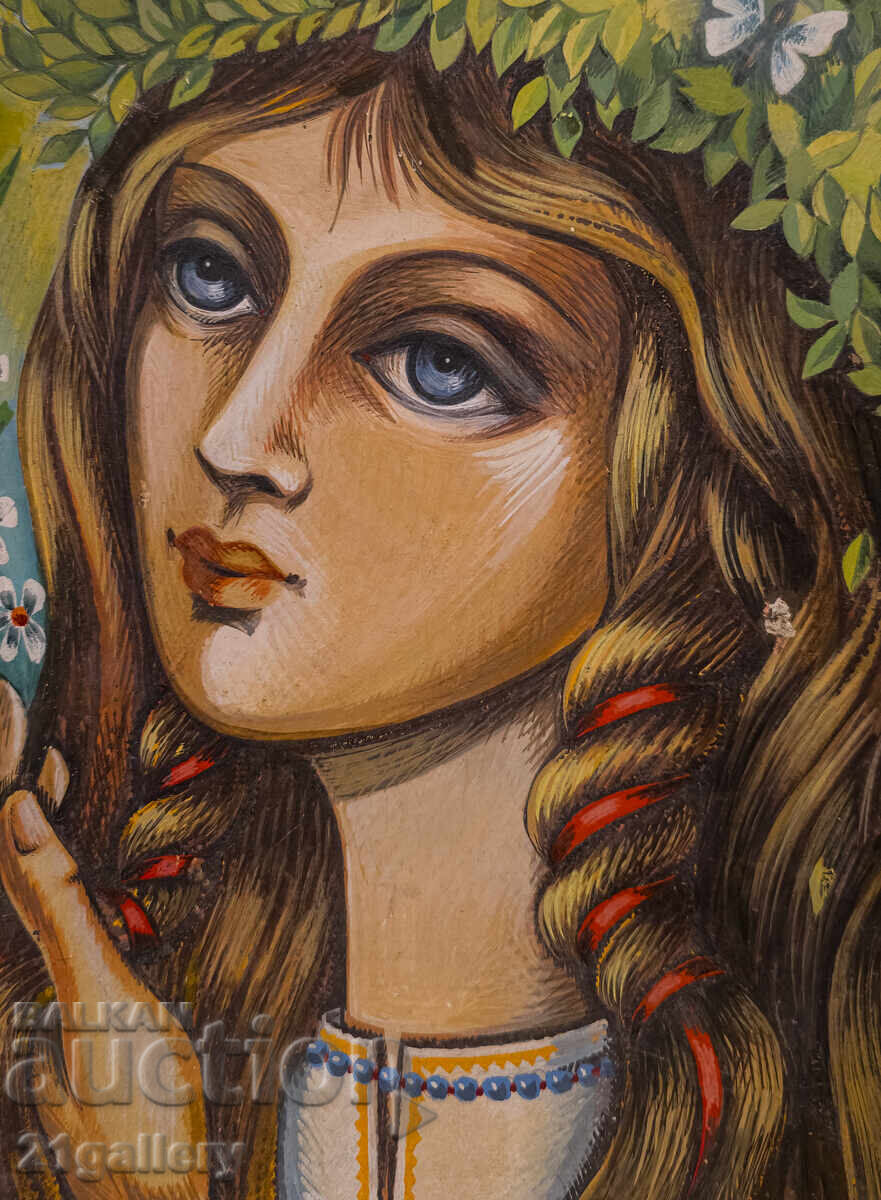 Картина гваш портрет на момиче подписана - 5