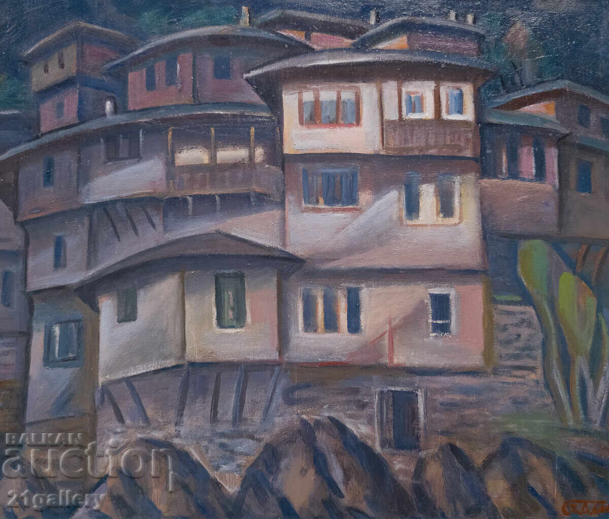 Проф. Стоян Домусчиев (1935-2021) Пейзаж / маслени бои с цена 900.00 лв. | € 460.16