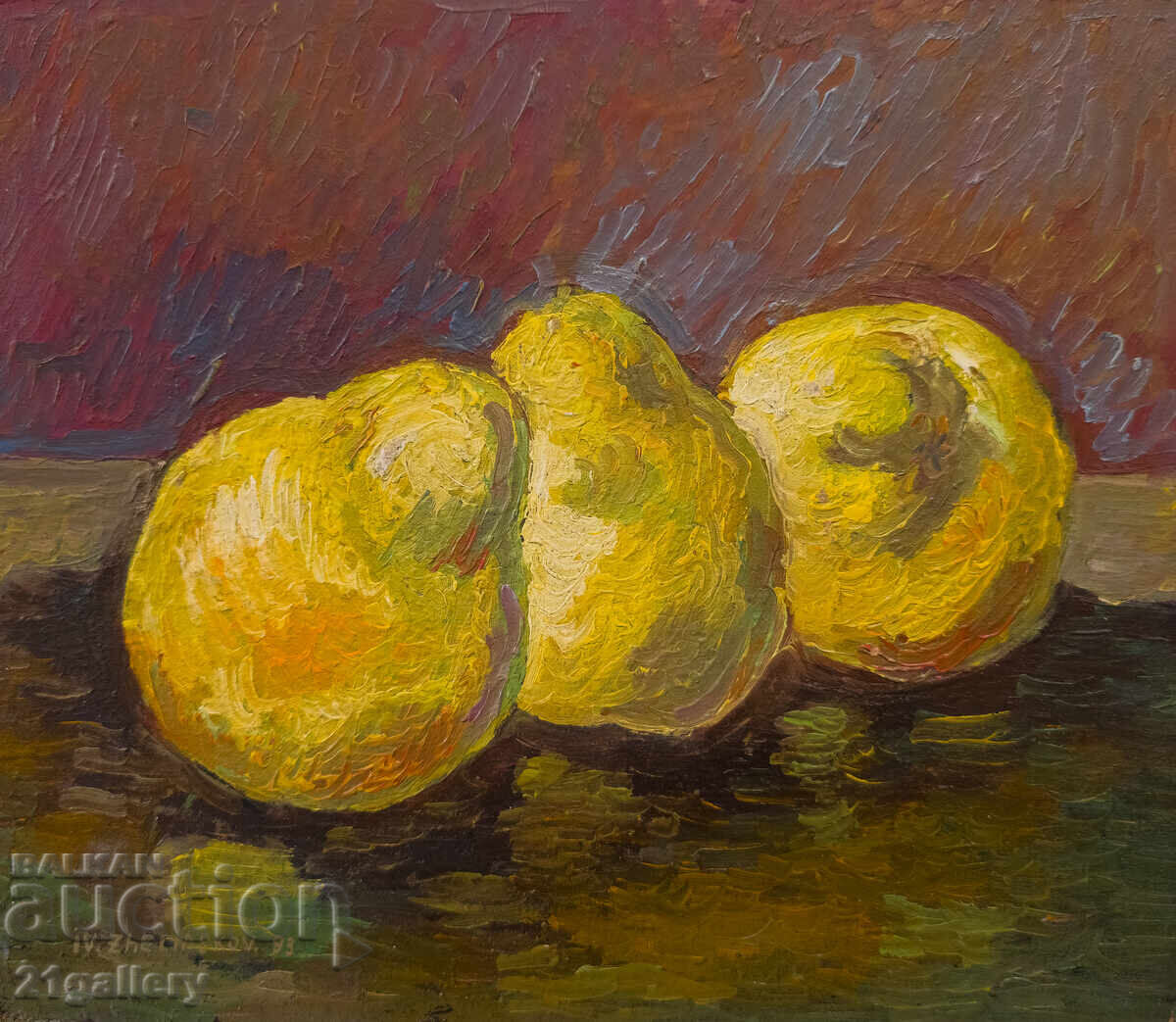Still life with fruits, oil paints, signed 1993 - 5