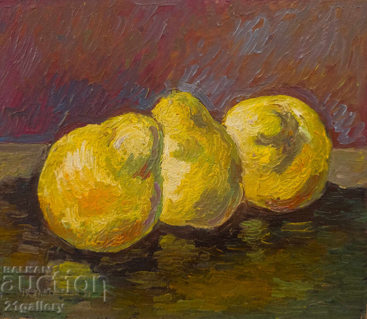 Still life with fruits, oil paints, signed 1993