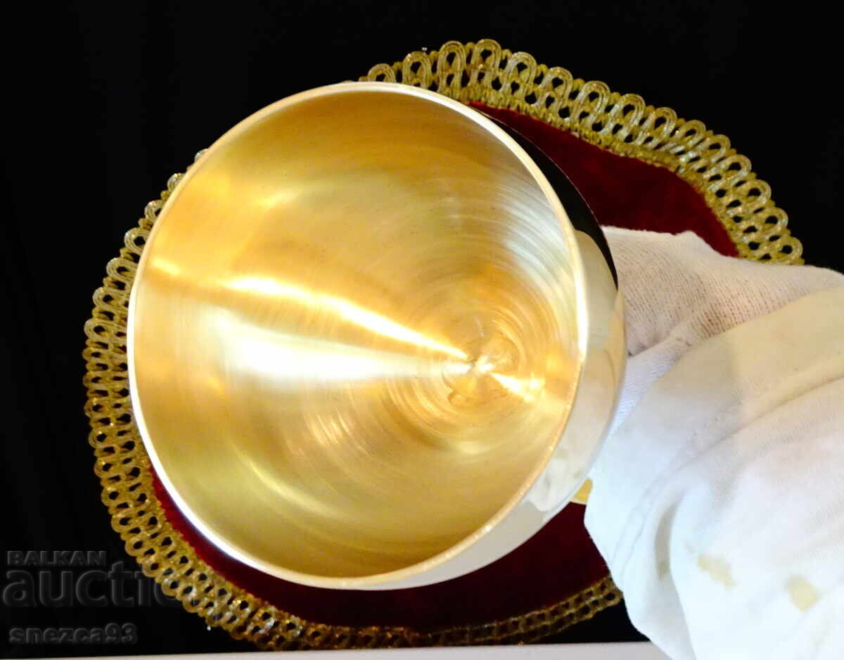 Σερβίτσιο 6 μπρούτζινων ποτηριών κρασιού 300 ml, 21 εκ - 6