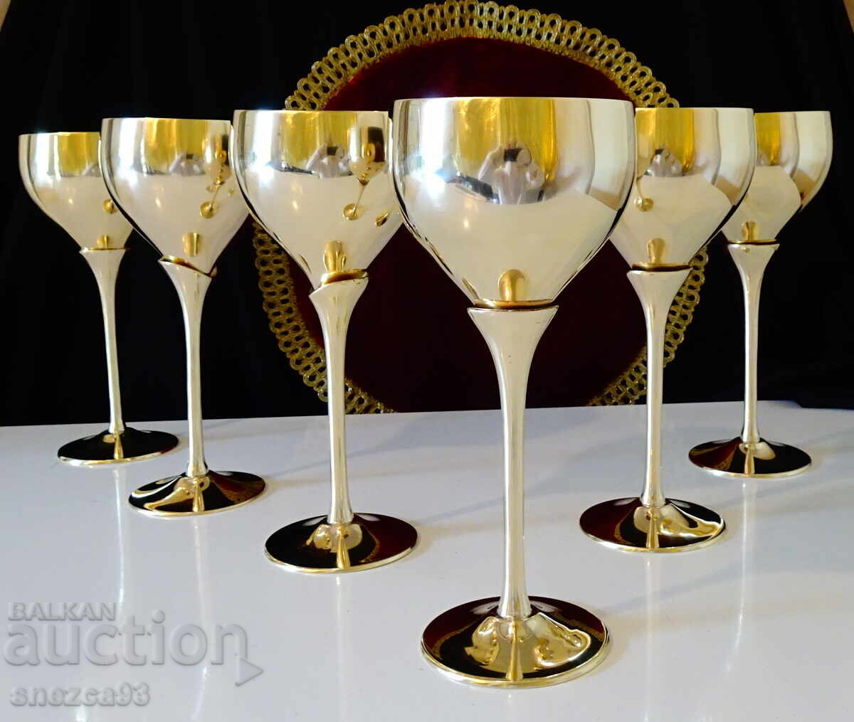 Σερβίτσιο 6 μπρούτζινων ποτηριών κρασιού 300 ml, 21 εκ