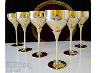 Set de 6 pahare de vin din bronz, 300 ml, 21 cm