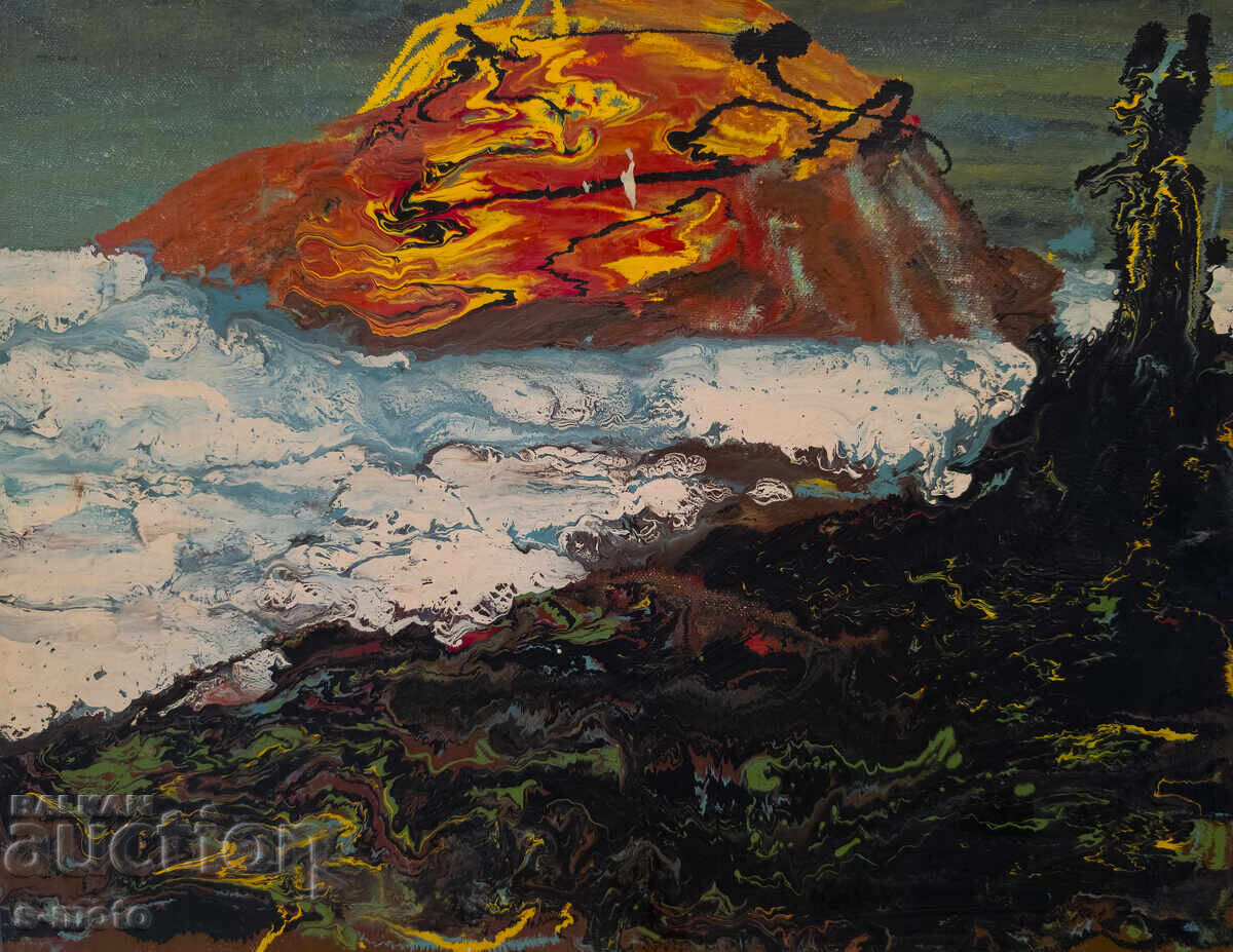 Tablou ulei, sfârșitul secolului XX, peisaj abstract cu preț 350.00 BGN | € 178.95