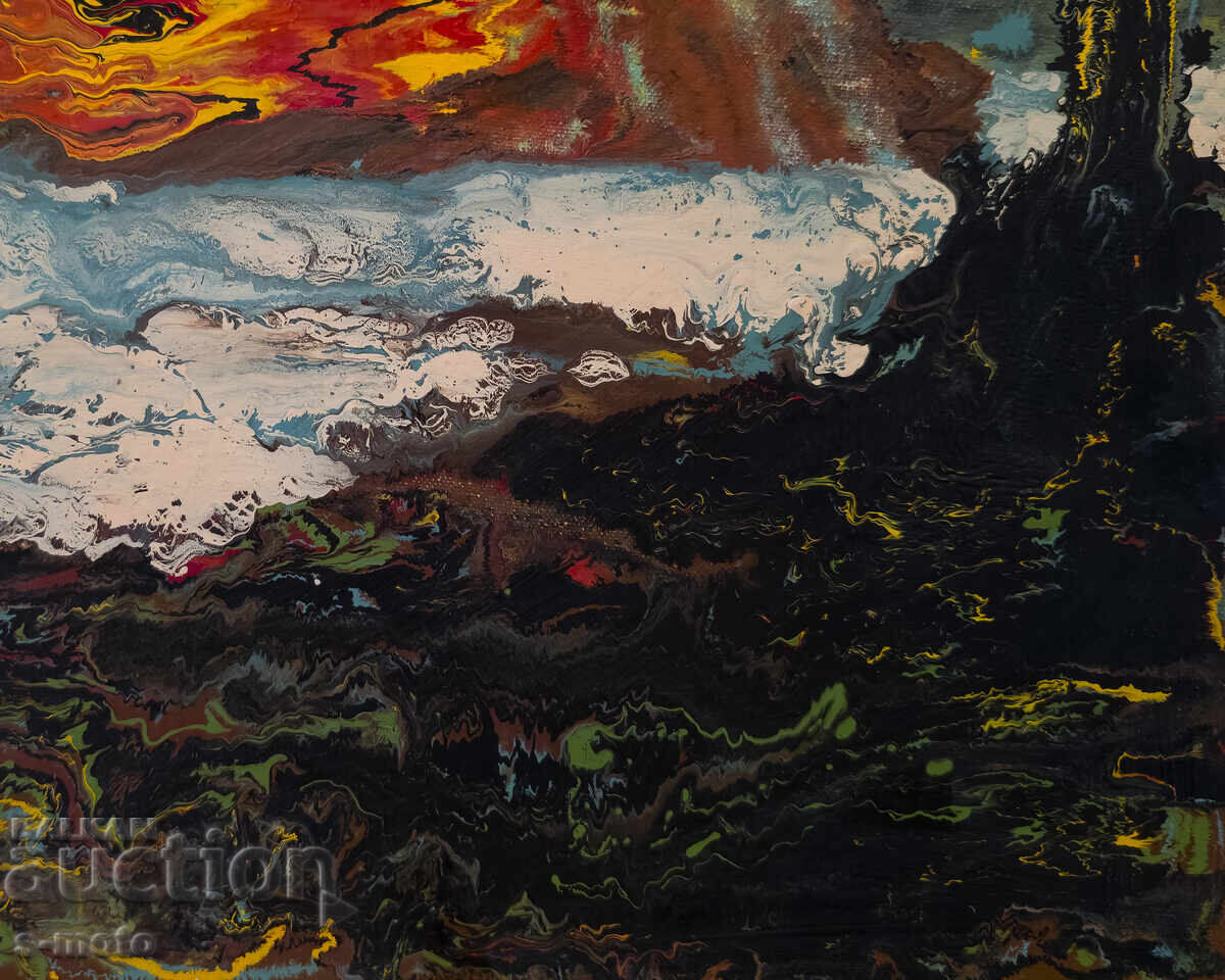 Livrarea Tablou ulei, sfârșitul secolului XX, peisaj abstract