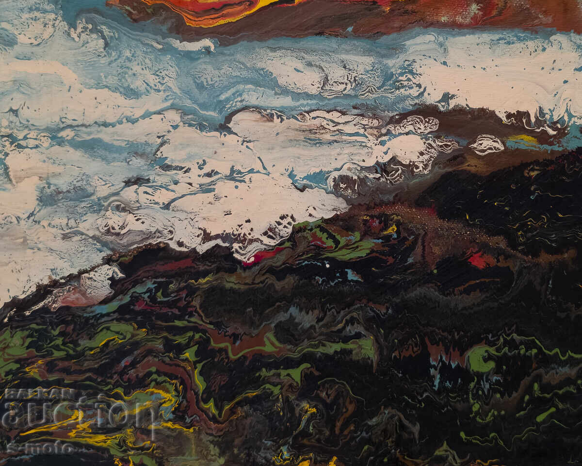 Tablou ulei, sfârșitul secolului XX, peisaj abstract - 5