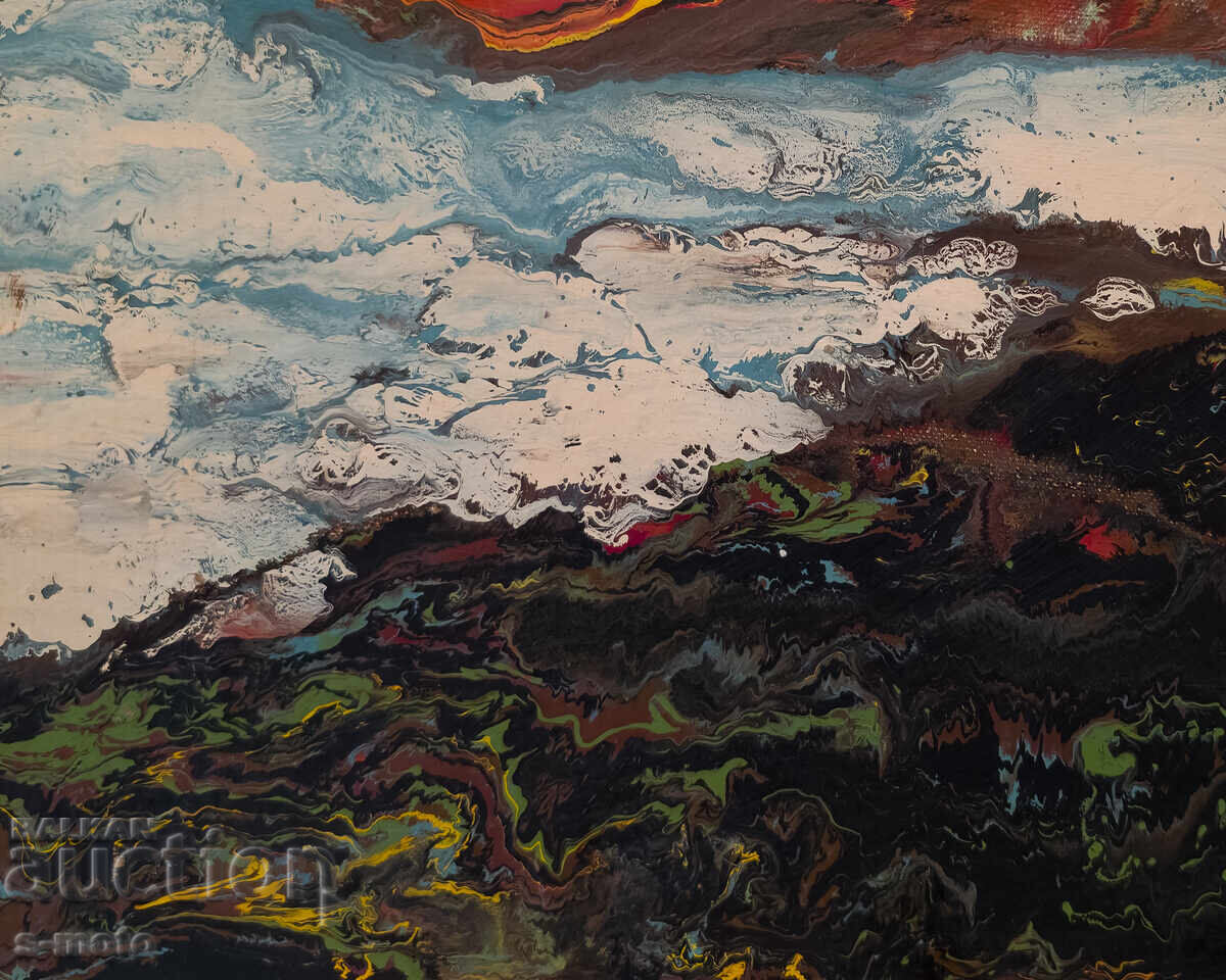Tablou ulei, sfârșitul secolului XX, peisaj abstract - 7