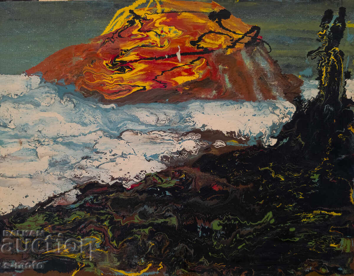 Tablou ulei, sfârșitul secolului XX, peisaj abstract