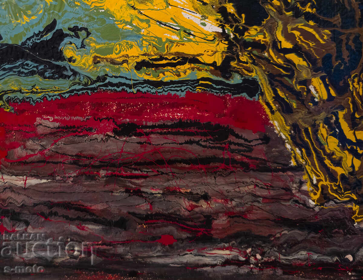 Tablou ulei, sfârșitul secolului XX, peisaj abstract - 6