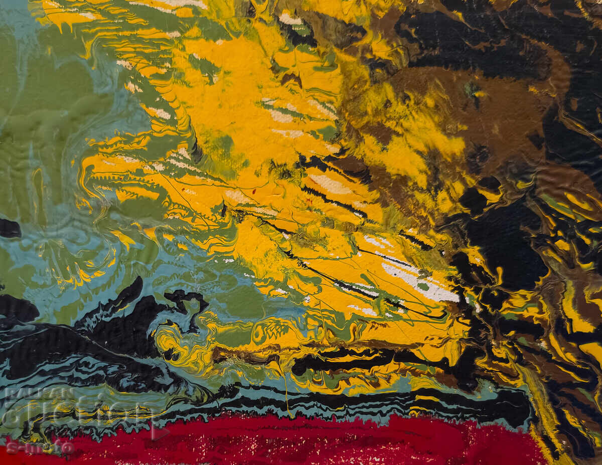 Tablou ulei, sfârșitul secolului XX, peisaj abstract - 7