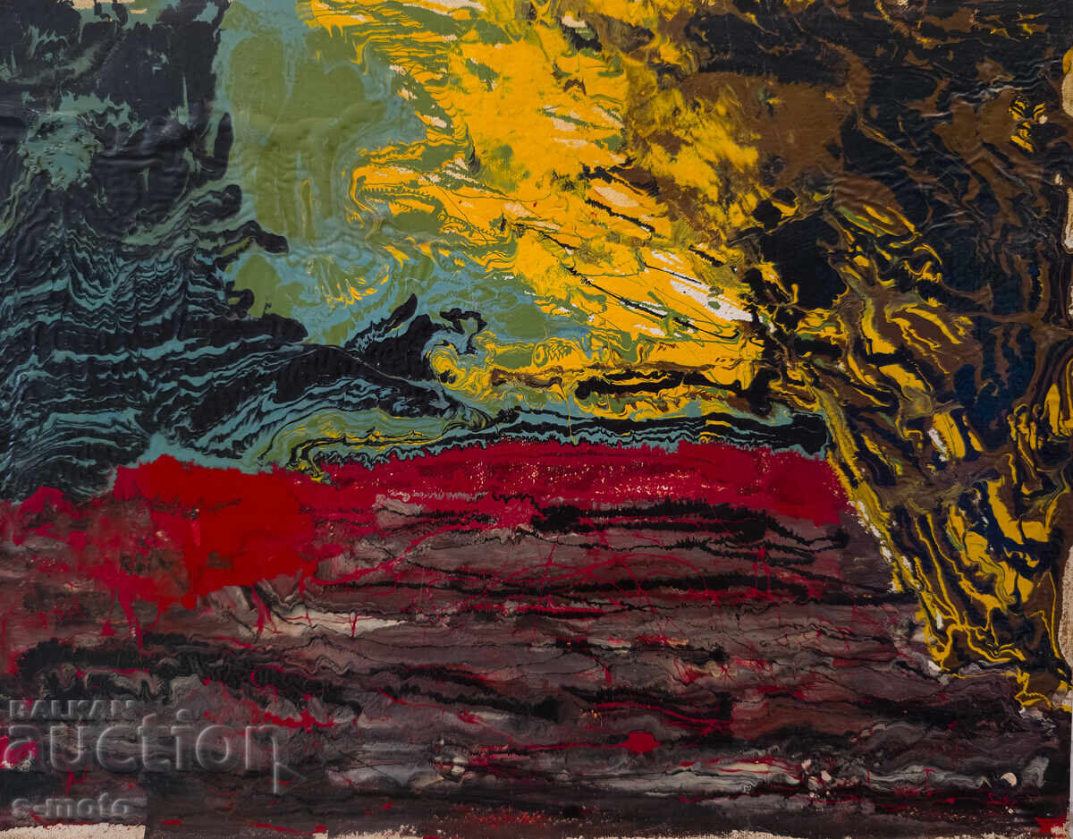 Tablou ulei, sfârșitul secolului XX, peisaj abstract